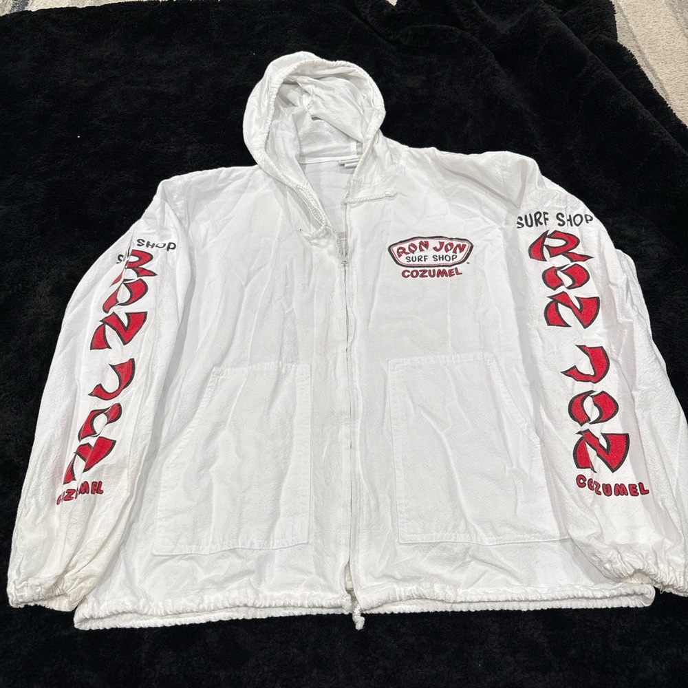Ron Jon Cozumel White Hoodie with Red Logo